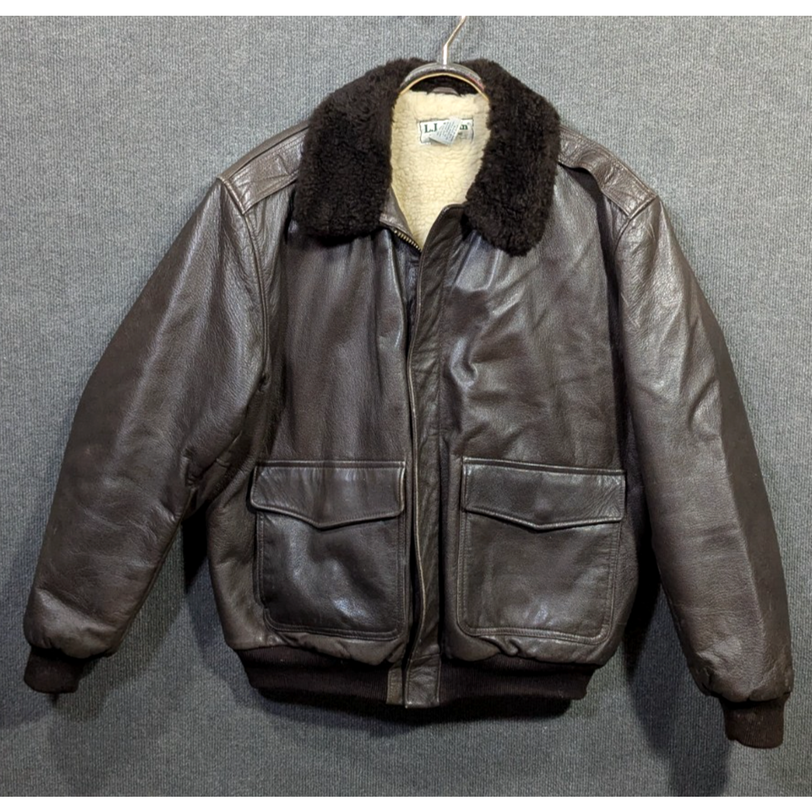 Ll Bean Goat Skin Leather G1 Flight Bomber Jacket Mens Large Mouton Lambskin Vtg